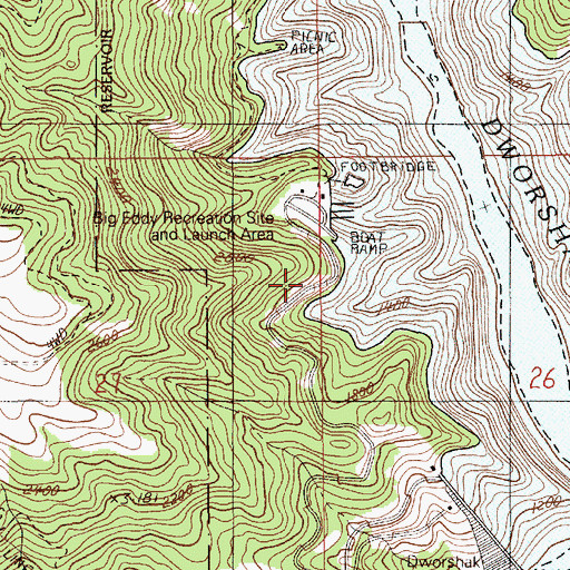 Topographic Map of Big Eddy Campground, ID