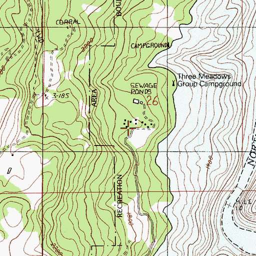 Topographic Map of Three Meadows Recreation Site, ID