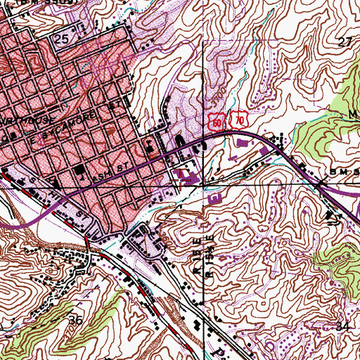 Topographic Map of Gila County Hospital, AZ
