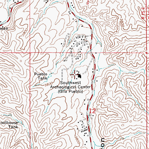 Topographic Map of Gila Community College Gila Pueblo Campus, AZ