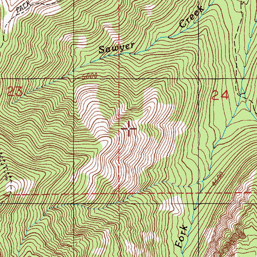 Topographic Map of Indian Trail Ridge, ID
