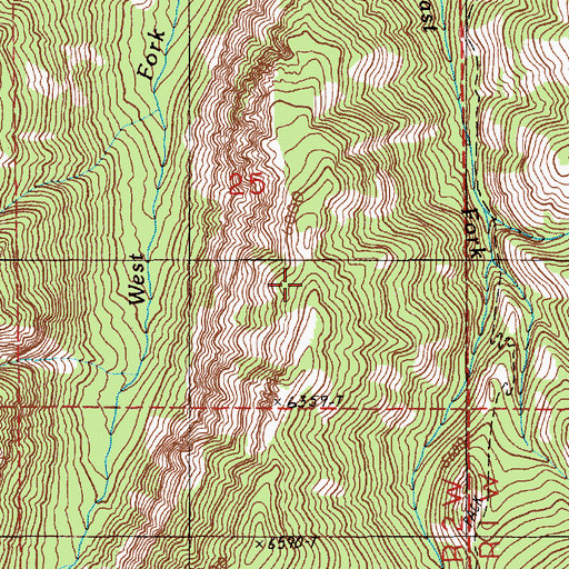 Topographic Map of Middle Ridge, ID