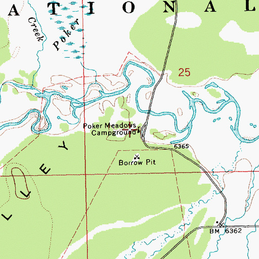 Topographic Map of Bruce Meadows Campground, ID