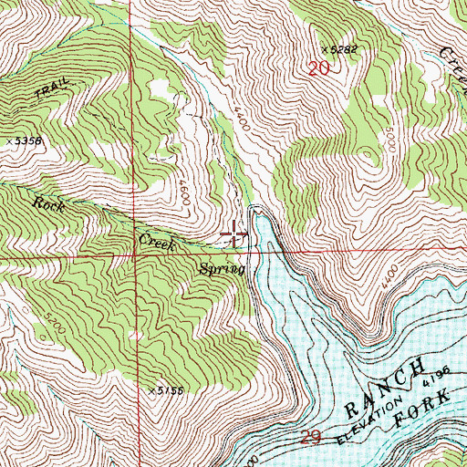 Topographic Map of Evans Creek Campground, ID