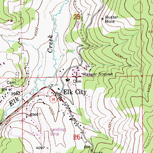Topographic Map of Elk City Ranger Station, ID