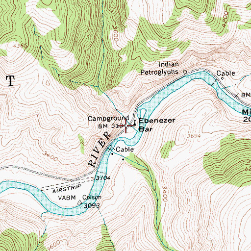 Topographic Map of Ebenezer Bar Campground, ID