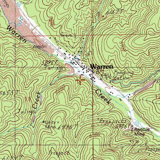 Topographic Map of Warren Forest Service Facility, ID