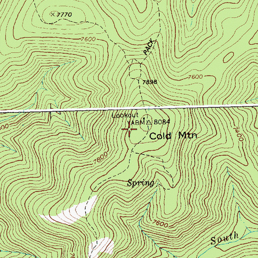 Topographic Map of Cold Mountain Lookout, ID