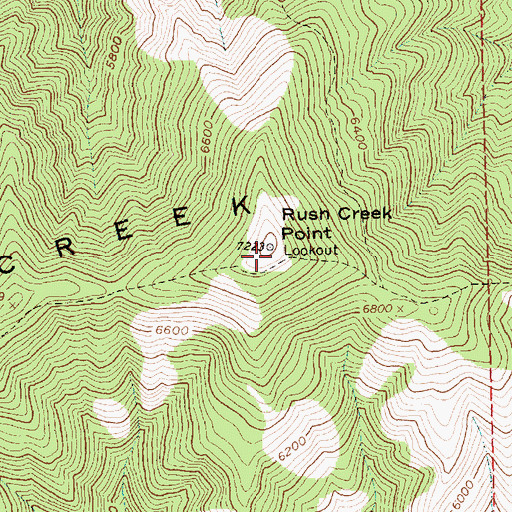 Topographic Map of Rush Creek Point Lookout, ID
