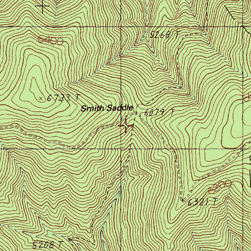 Topographic Map of Smith Saddle Trailhead, ID