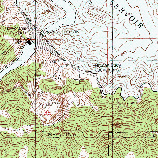 Topographic Map of Bruces Eddy Campground, ID