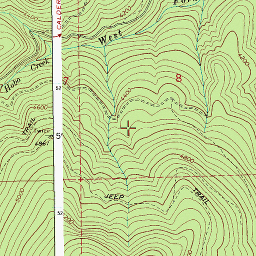 Topographic Map of Hobo Botanical Area, ID