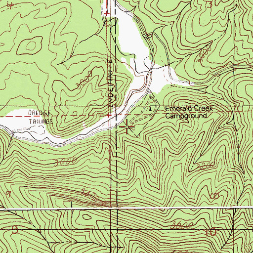 Topographic Map of Emerald Creek Campground, ID