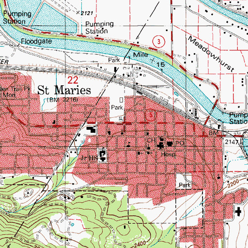 Topographic Map of Saint Maries Ranger Station, ID