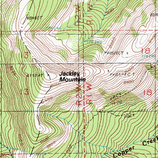 Topographic Map of Jackley Mountain Lookout, ID