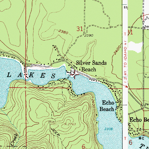 Topographic Map of Twin Lakes Access, ID