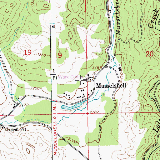 Topographic Map of Musselshell Work Center, ID