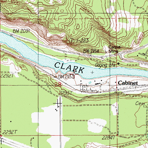 Topographic Map of Clark Fork Fish Hatchery, ID