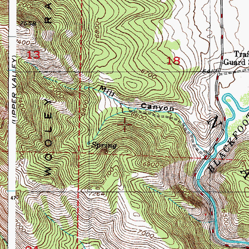 Topographic Map of Mill Canyon Campground, ID