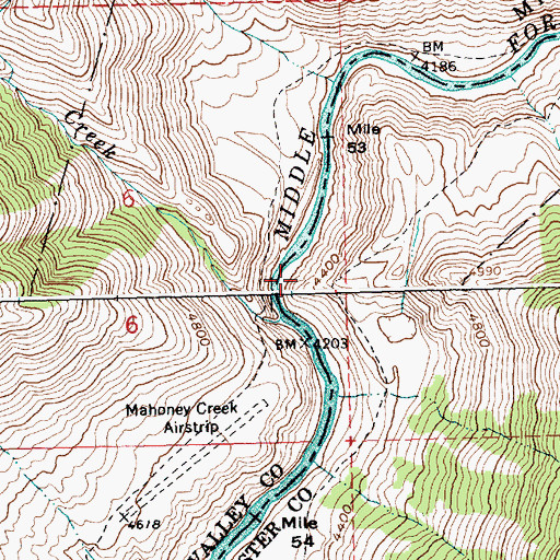 Topographic Map of Mahoney Campsite, ID