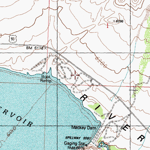 Topographic Map of Mackay Reservoir Recreation Site, ID