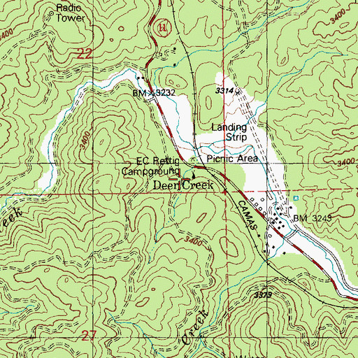 Topographic Map of EC Rettig Campground, ID