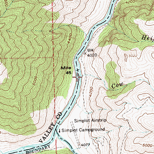 Topographic Map of Cow Creek Campsite, ID