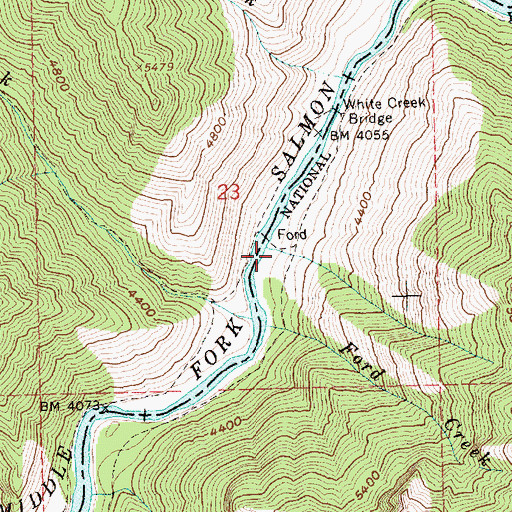 Topographic Map of White Creek Campground, ID
