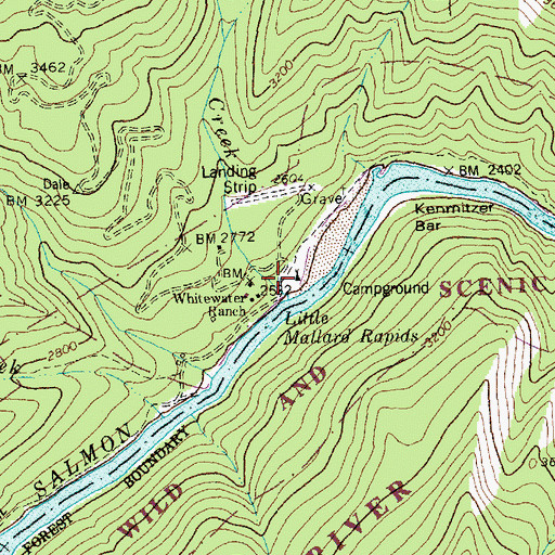 Topographic Map of Whitewater Campground, ID