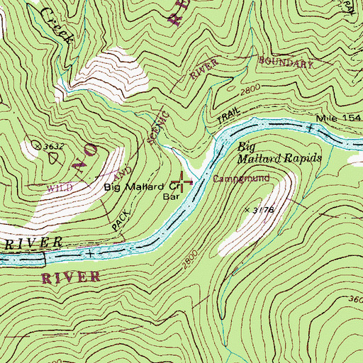 Topographic Map of Big Mallard Creek Campground, ID