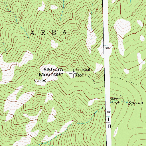 Topographic Map of Elkhorn Lookout, ID