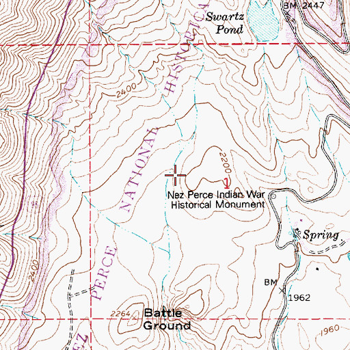 Topographic Map of Nez Perce National Historical Park, ID