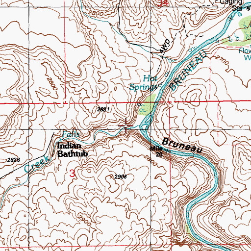 Topographic Map of Hot Creek, ID