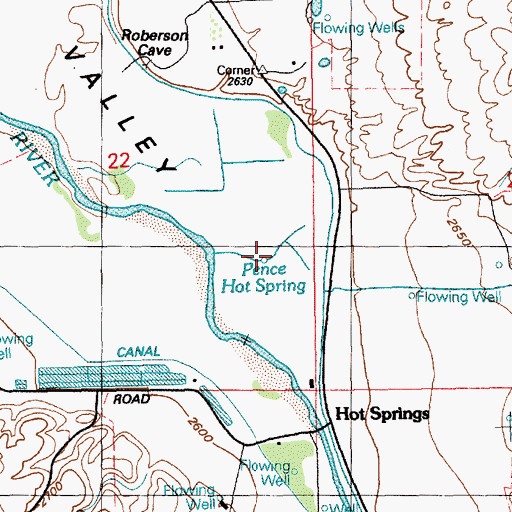 Topographic Map of Pence Hot Spring, ID