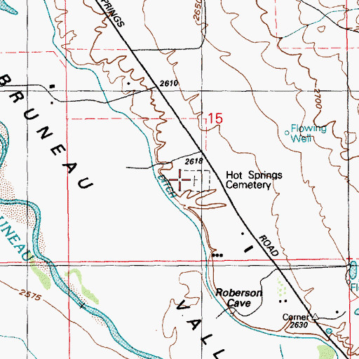 Topographic Map of Hot Springs Cemetery, ID