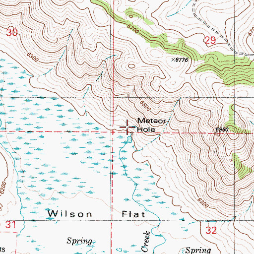 Topographic Map of Meteor Hole, ID