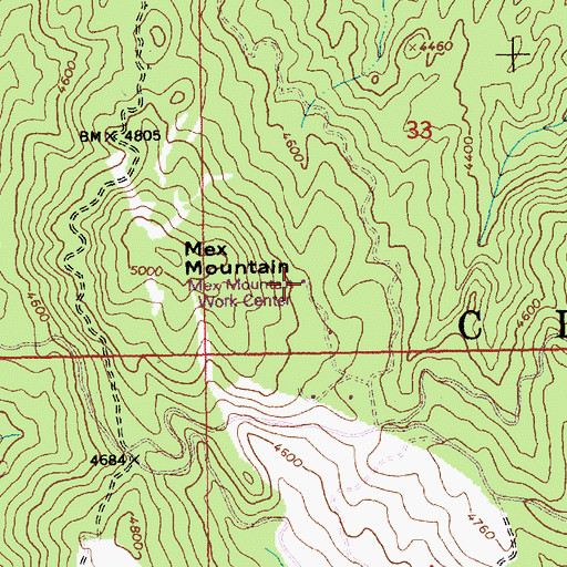 Topographic Map of Mex Mountain Work Center, ID