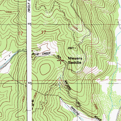 Topographic Map of Meyers Saddle, ID