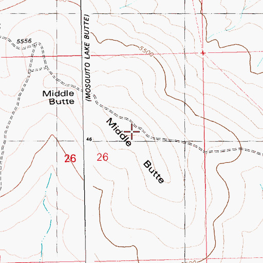 Topographic Map of Middle Butte, ID