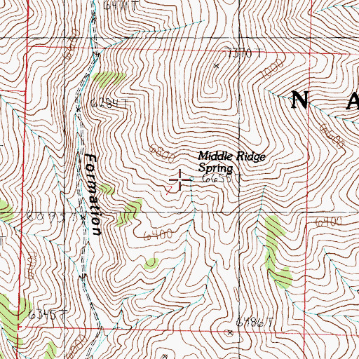 Topographic Map of Middle Ridge Spring, ID