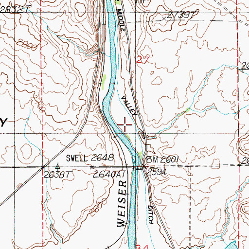 Topographic Map of Middle Valley Ditch, ID