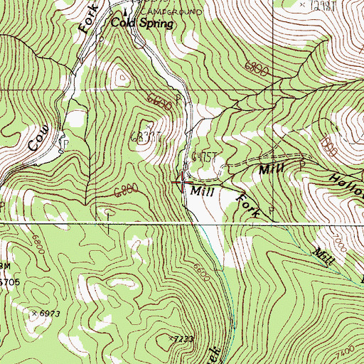 Topographic Map of Mill Hollow, ID