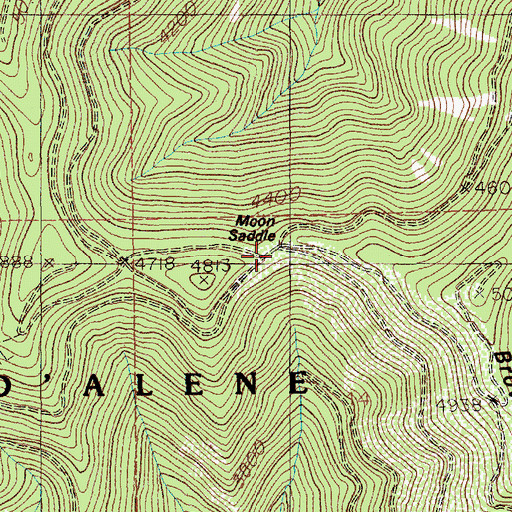 Topographic Map of Moon Saddle, ID