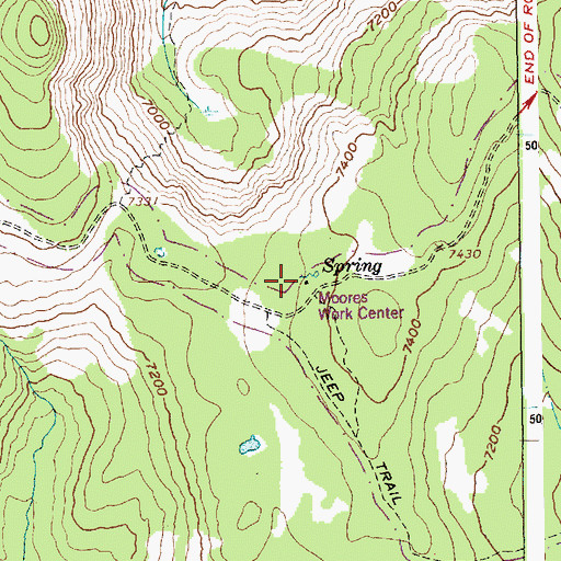 Topographic Map of Moores Work Center, ID