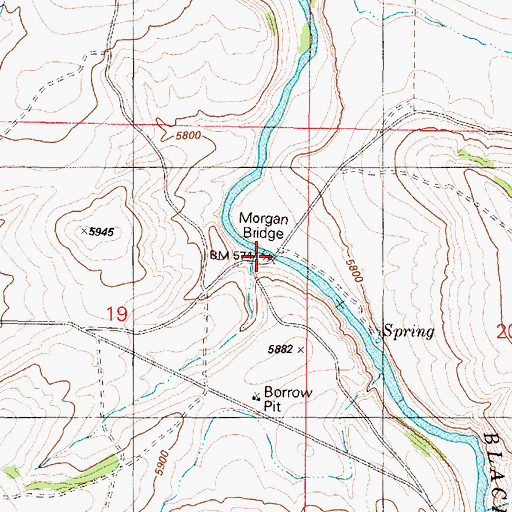 Topographic Map of Morgan Bridge, ID