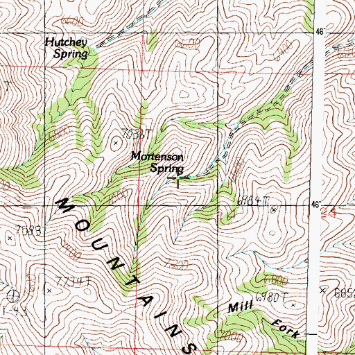 Topographic Map of Mortenson Spring, ID
