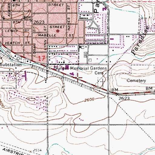 Topographic Map of Moscow Mall, ID