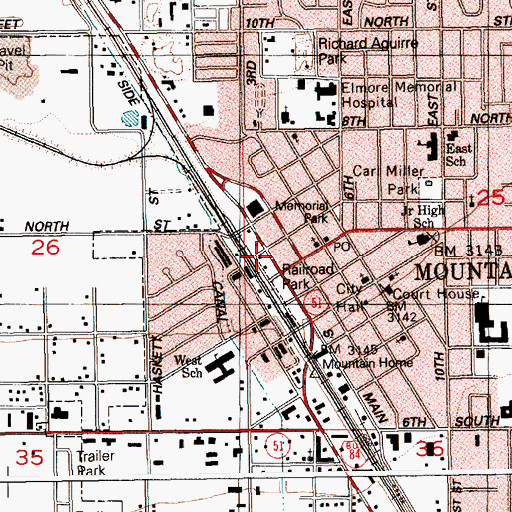 Topographic Map of Mountain Home Christian Center, ID