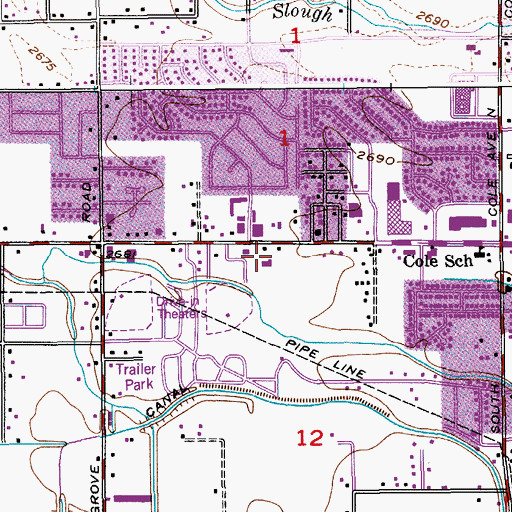 Topographic Map of Mountain View Cemetery, ID