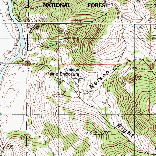 Topographic Map of Nelson Game Enclosure, ID